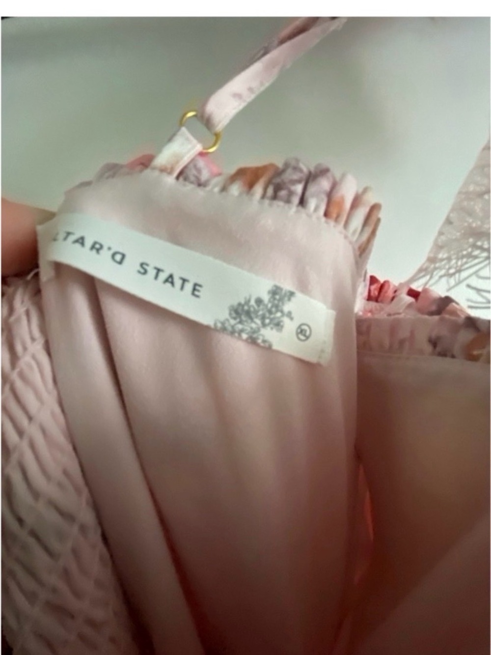 ALTAR’D STATE Pink Floral Silky Satin Maxi Dress Size XL. - Picture 7 of 9